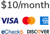 $10 a month, CPACharge accepts Visa, MasterCard, American Express, Discover, and eChecks